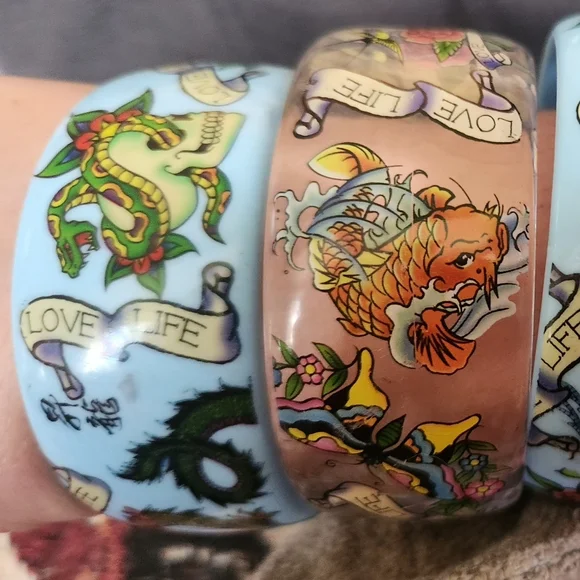 Live Love Chunky Tatto Style Bracelets One Size - Picture 2 of 3